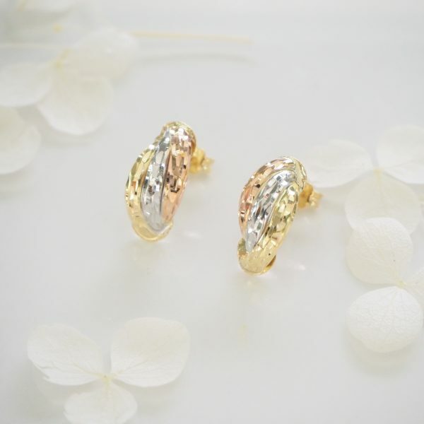 18ct yellow white and rose gold stud earrings