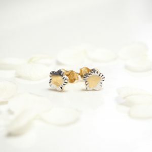 18ct yellow and white gold star stud earrings