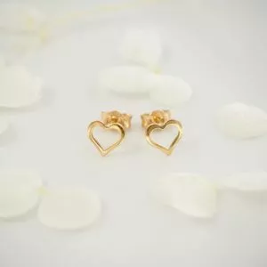 18ct yellow gold open heart stud earrings