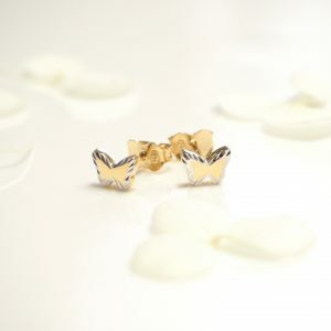 18ct yellow and white gold butterfly stud earrings