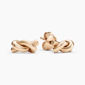 18ct rose gold knot earrings