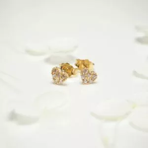 18ct yellow gold heart stud earrings