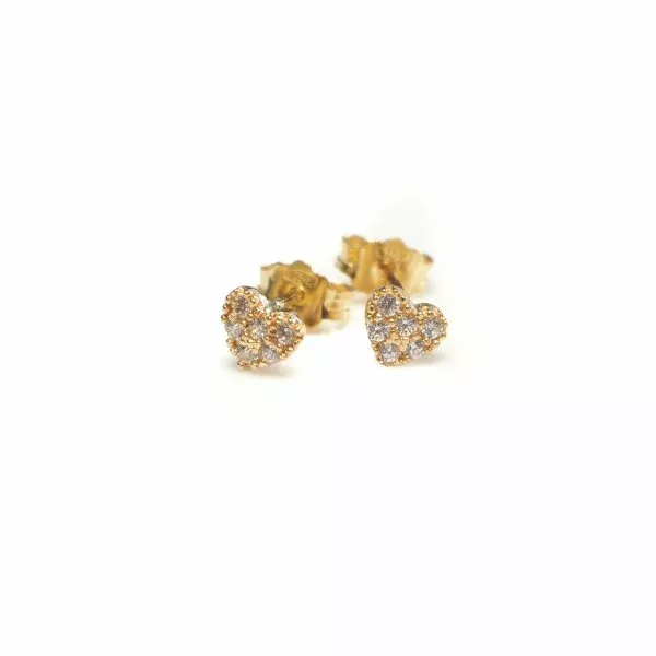 18ct yellow gold heart stud earrings
