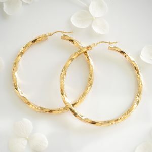 18ct yellow gold twisted hoop earrings