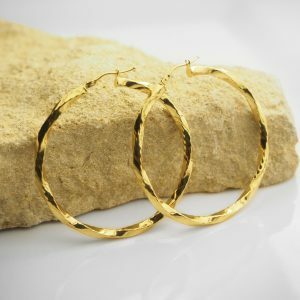 18ct yellow gold twisted hoop earrings 40mm