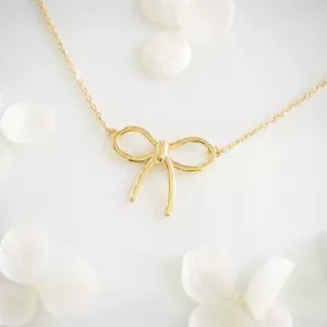 18ct yellow gold bow necklace