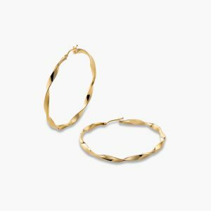 18ct yellow gold 40mm twist hoop earrings