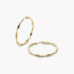 18ct yellow gold 40mm twist hoop earrings