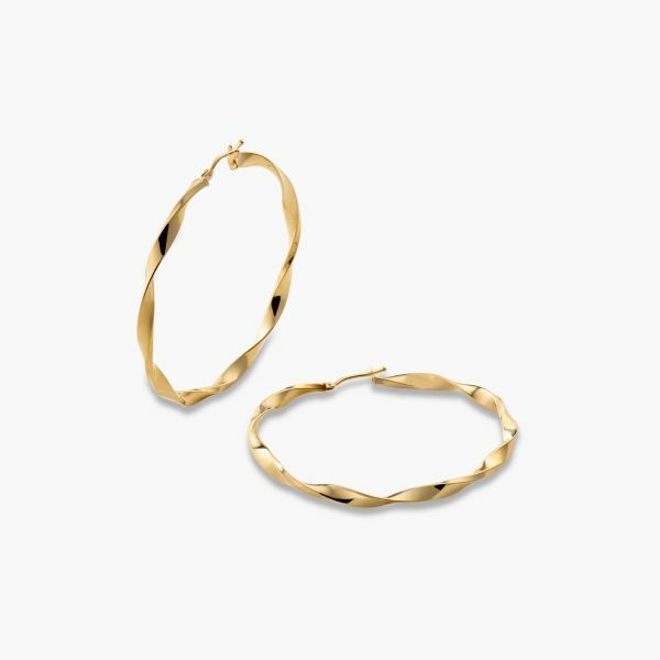 18ct yellow gold 40mm twist hoop earrings