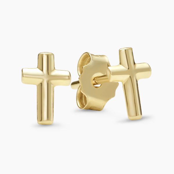 18ct yellow gold cross stud earrings