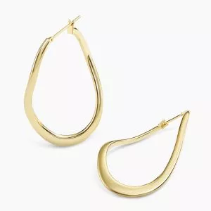18ct yellow gold oval hoop earrings 45mm