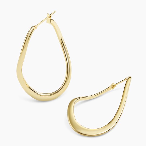 18ct yellow gold oval hoop earrings 45mm