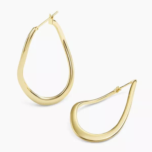 18ct yellow gold oval hoop earrings 45mm