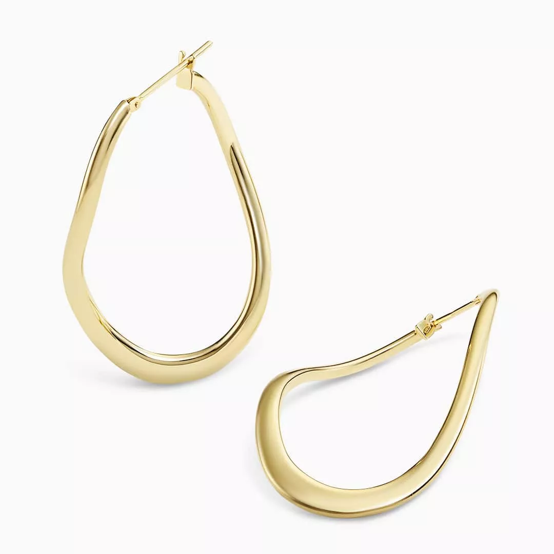 18ct yellow gold and baguette diamond hoop earrings – Nigel Milne