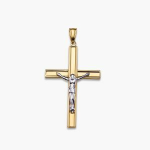 18ct yellow and white gold crucifix pendant