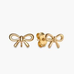 18ct yellow gold bow stud earrings