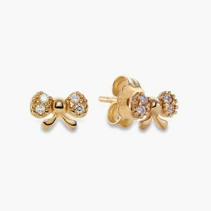 18ct yellow gold bow stud earrings