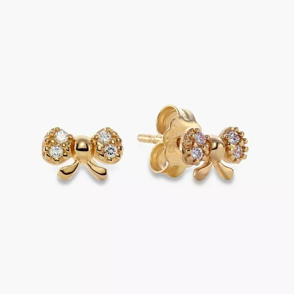 18ct yellow gold bow stud earrings