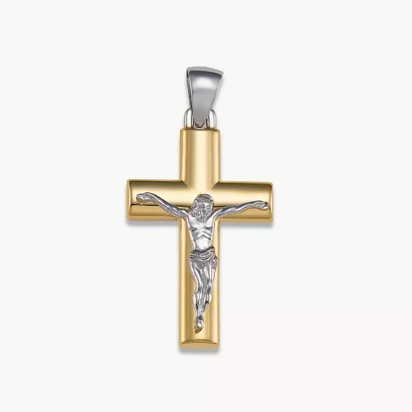 18ct yellow and white gold crucifix pendant