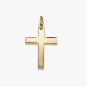 18ct yellow gold plain cross pendant 20mm