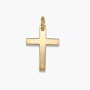 18ct yellow gold plain cross pendant 20mm