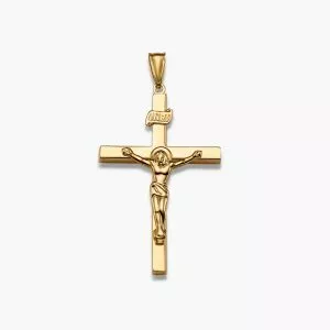 18ct yellow gold large hollow crucifix pendant