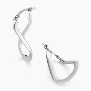 18ct white gold medium flat hoop earrings