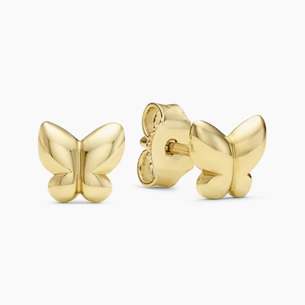18ct yellow gold butterfly stud earrings