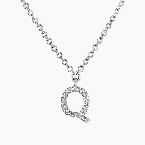 18ct white gold diamond initial "Q" necklace