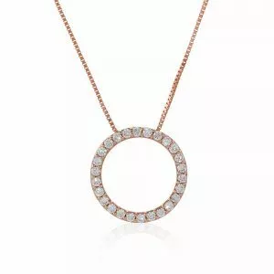 18ct rose gold diamond circle necklace