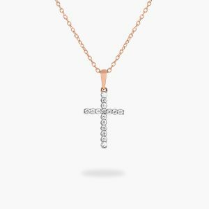 18ct rose gold diamond cross necklace