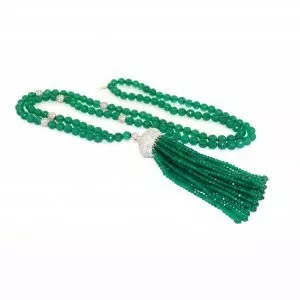 Green agate tassel necklace