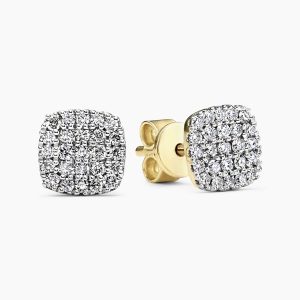 18ct yellow gold cluster diamond stud earrings