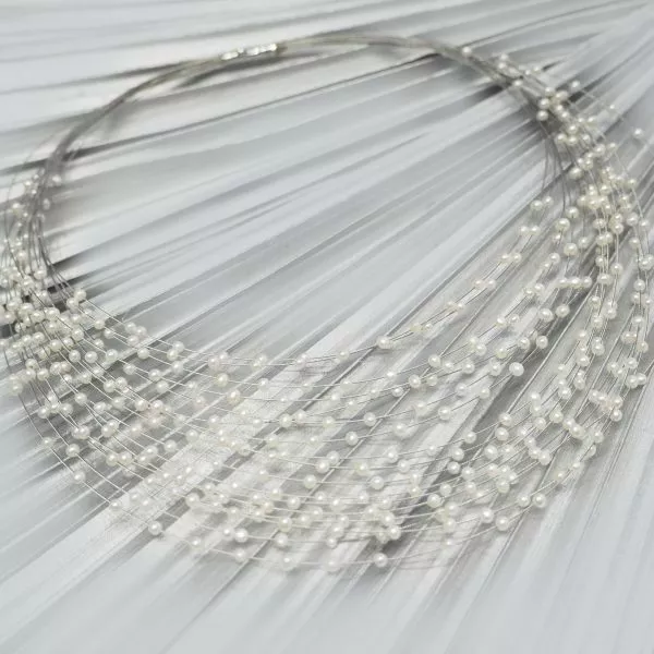 Stainless Steel white gold pearl wire Necklace