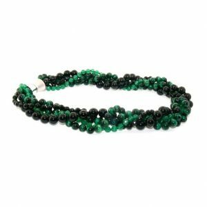 Green tiger eye, onyx and green agate beads necklace