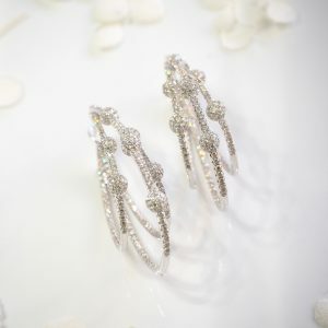 18ct white gold diamond pave set fancy earrings