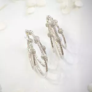 18ct white gold diamond pave set fancy earrings