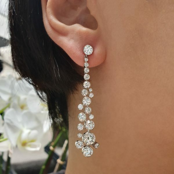 Platinum diamond drop earrings