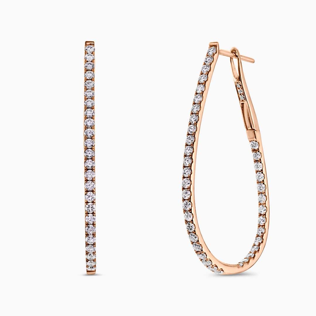 Large rose gold on sale diamond hoop earrings