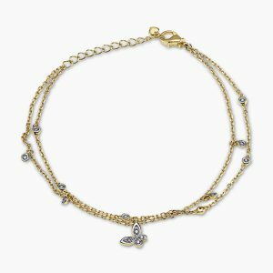 18ct yellow gold double chain diamond bracelet