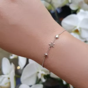 18ct white gold star bracelet