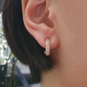 18ct yellow gold pave diamond hoop earrings