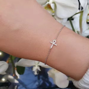 18ct white gold diamond Ankh bracelet