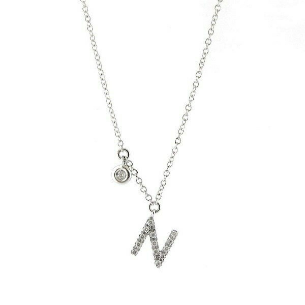 18ct white gold diamond initial "N" Necklace