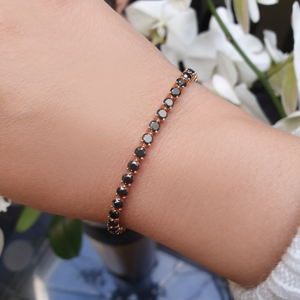 18ct rose gold black diamond tennis bracelet