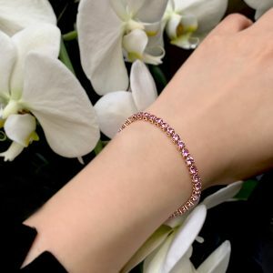 18ct rose gold Madagascan pink sapphires tennis bracelet