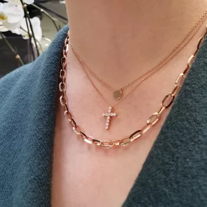 18ct rose gold faceted long link chain