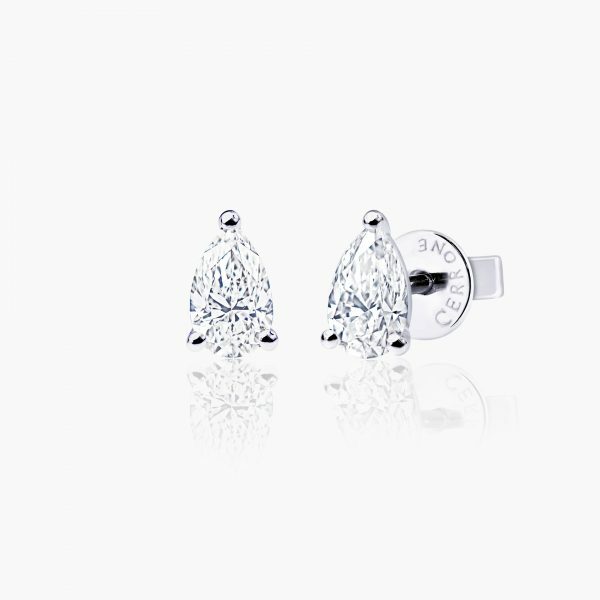 18ct white gold 2=0.69ct pear diamond stud earrings