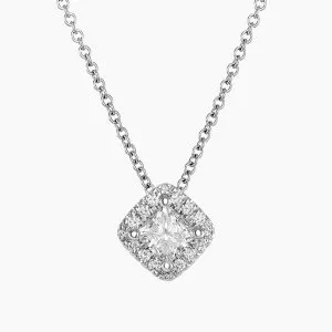 18ct white gold 0.54ct princess cut diamond necklace