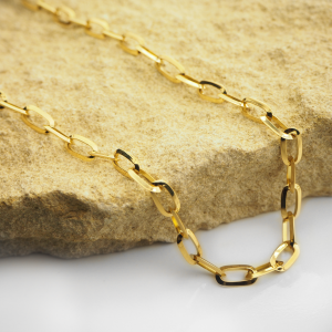 18ct yellow gold faceted long link 50cm chain